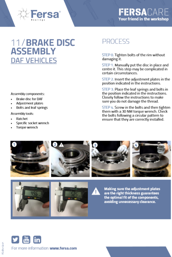 Capsules d'information XII: Montage des disques de frein pour les véhicules DAF