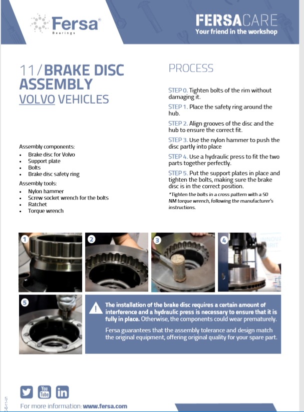 Capsules d'information XI: Montage des disques de frein pour les véhicules Volvo